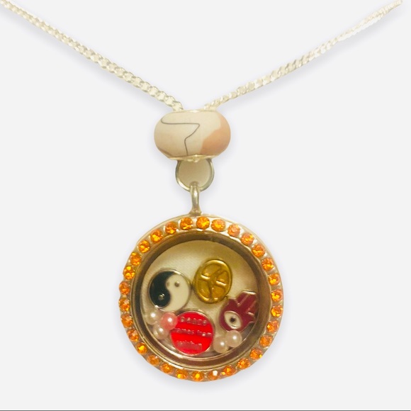 PEACE KARMA boutique charm circle locket pendant necklace + FREE CHARM EXTRAS! - Picture 2 of 4